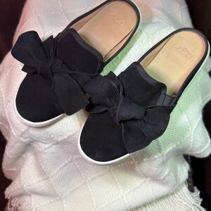 UGG Black Mules with Bow Accent